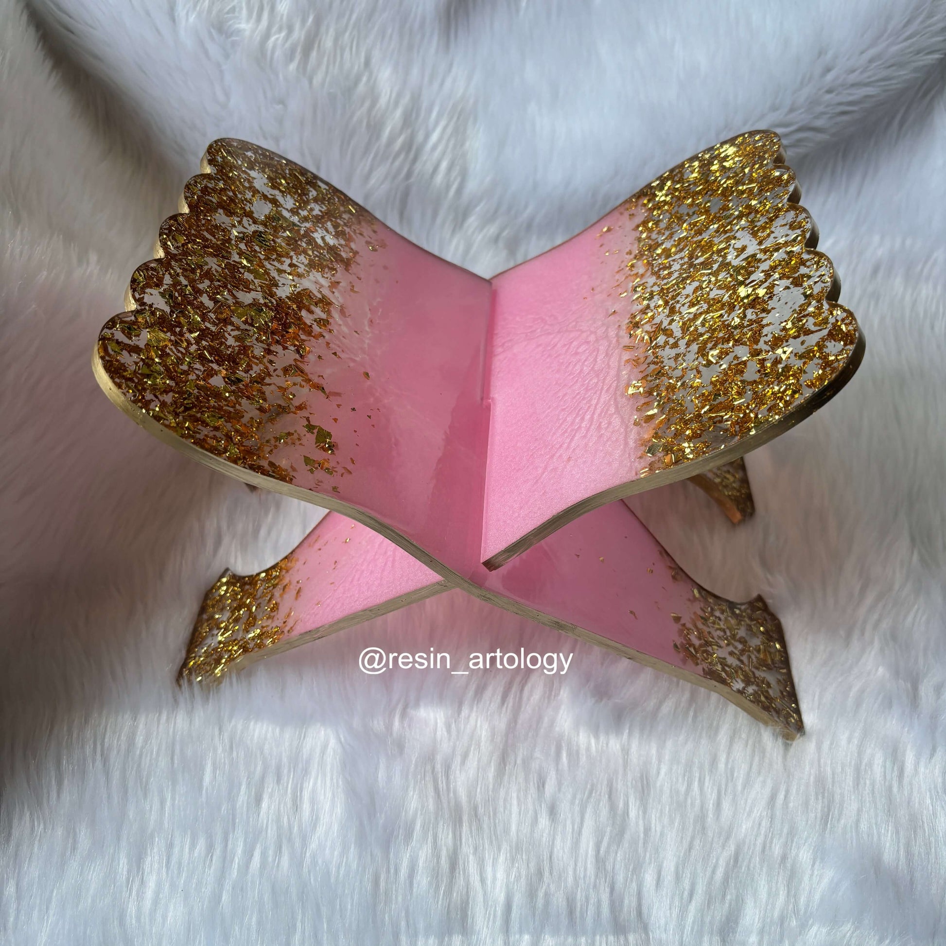 Pink & Gold Resin Holy Book Stand, Book Holder, Portable Sturdy Lightweight Book stand
