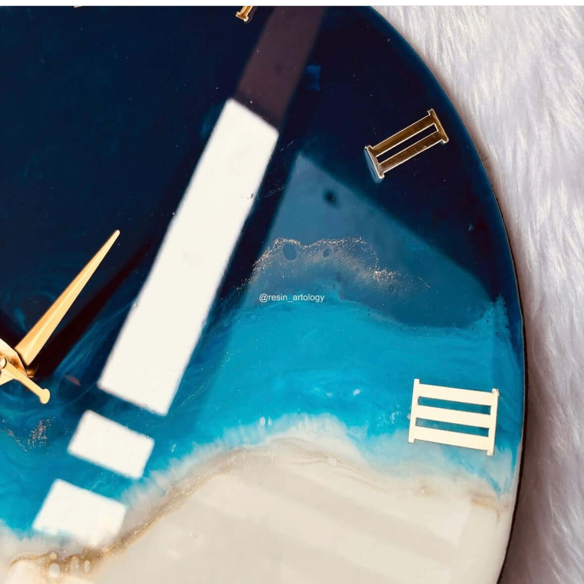 Epoxy Resin Wall Clock | Unique home decor | Housewarming gift - Blue and White Clock