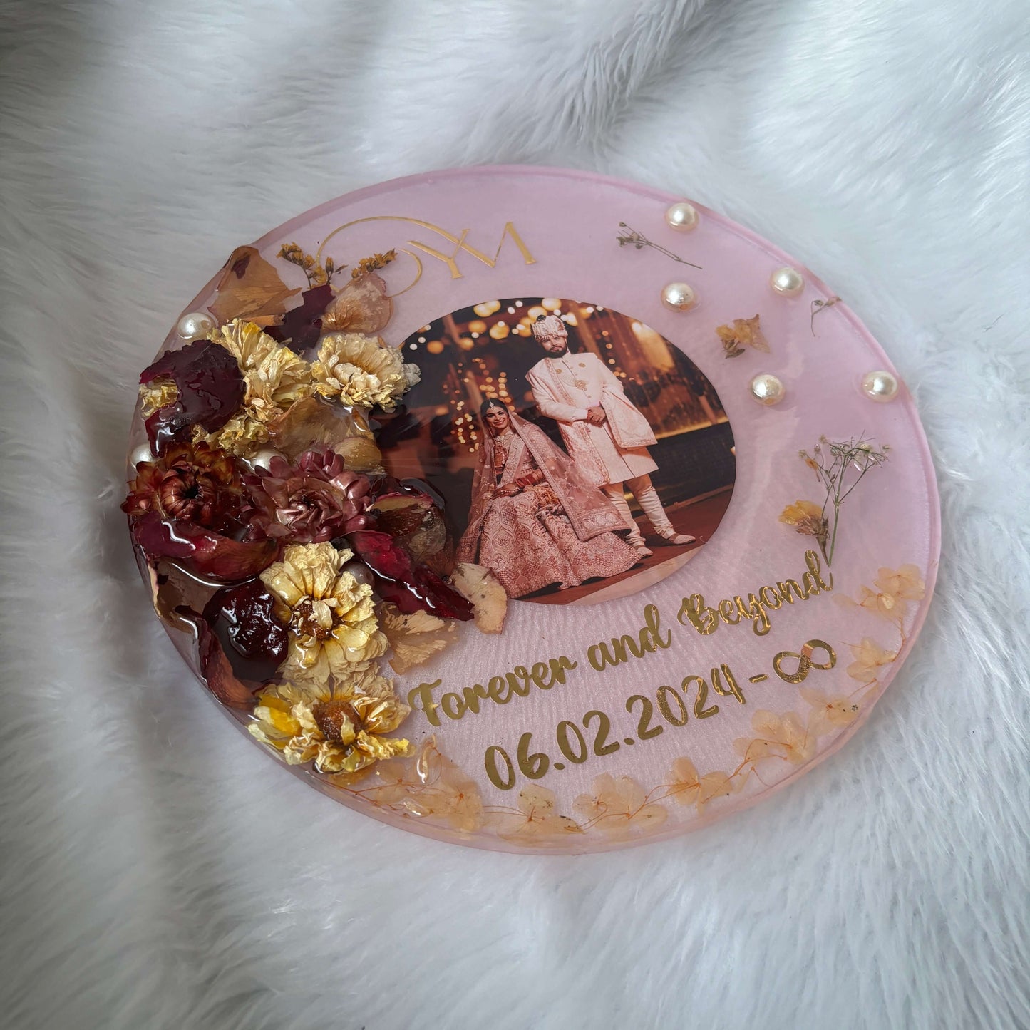 Resin Flower preservation Frame -Resin Varmala sonalized Gift Preservation - Per- Customized with Your Photos and Text