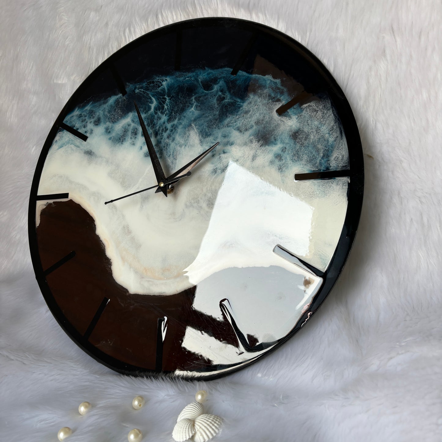 Epoxy Resin Wall Clock | Unique home decor | Housewarming gift - Beach Theme Clock