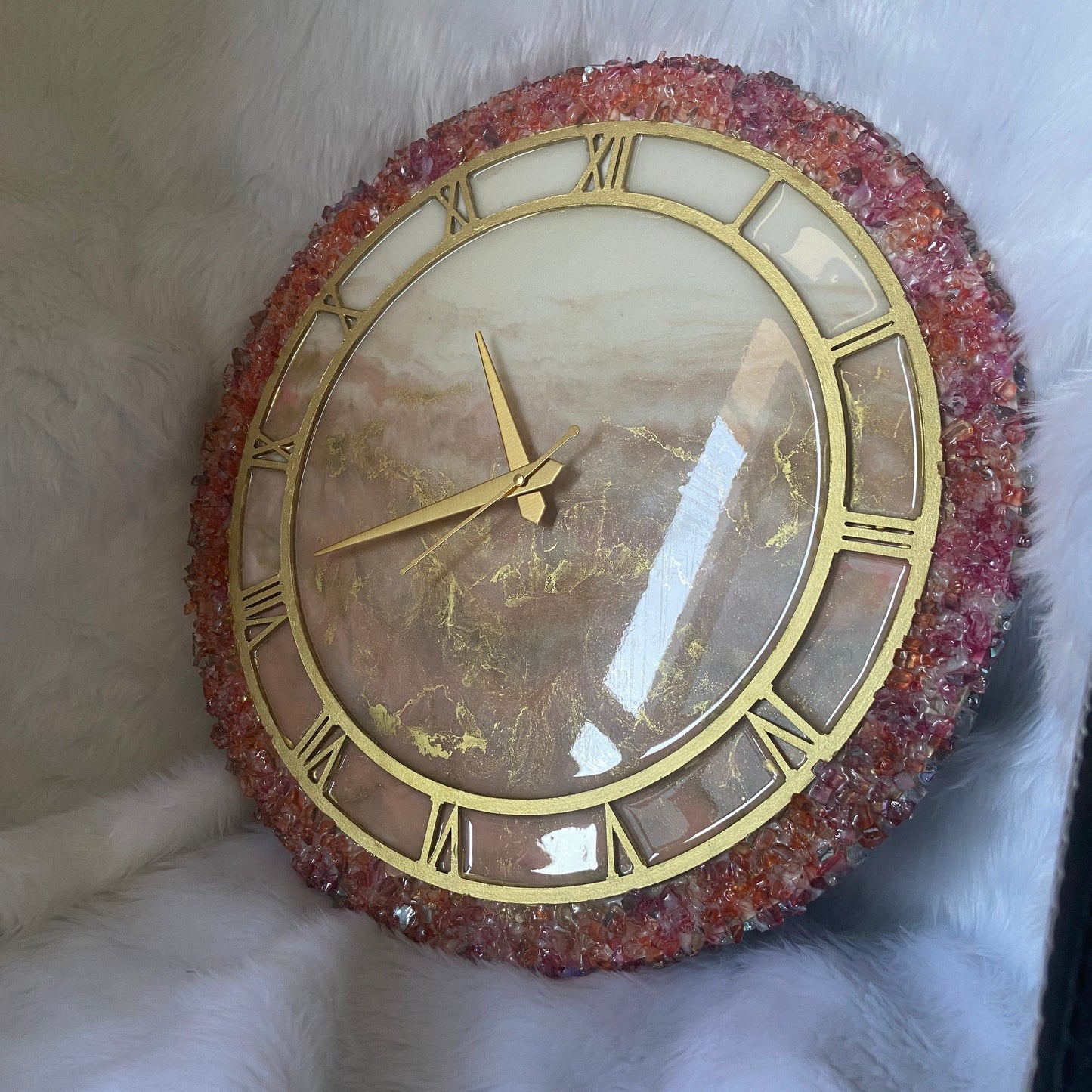 Epoxy Resin Wall Clock | Unique home decor | Housewarming Gift | Pink Geode Clock