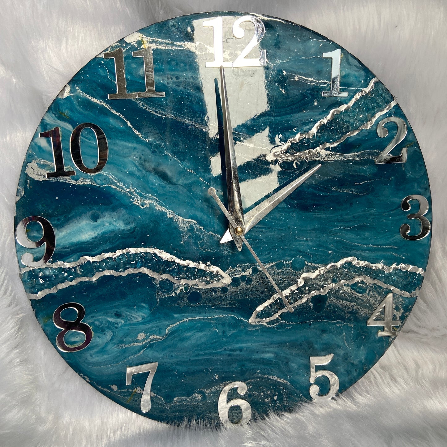 Epoxy Resin Wall Clock | Unique home decor | Housewarming gift - Teal Blue Clock