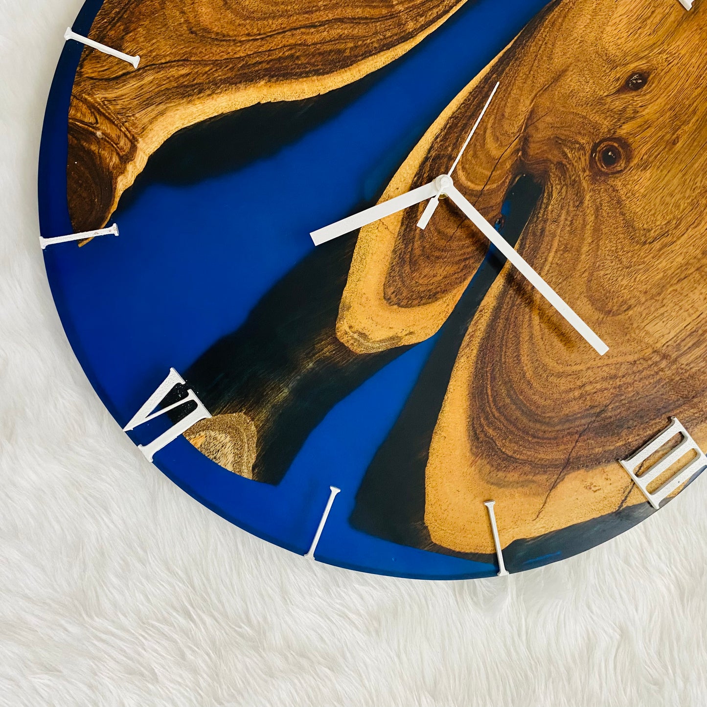 Epoxy Resin Wall Clock | Unique home decor | Housewarming gift - Blue Wooden Clock