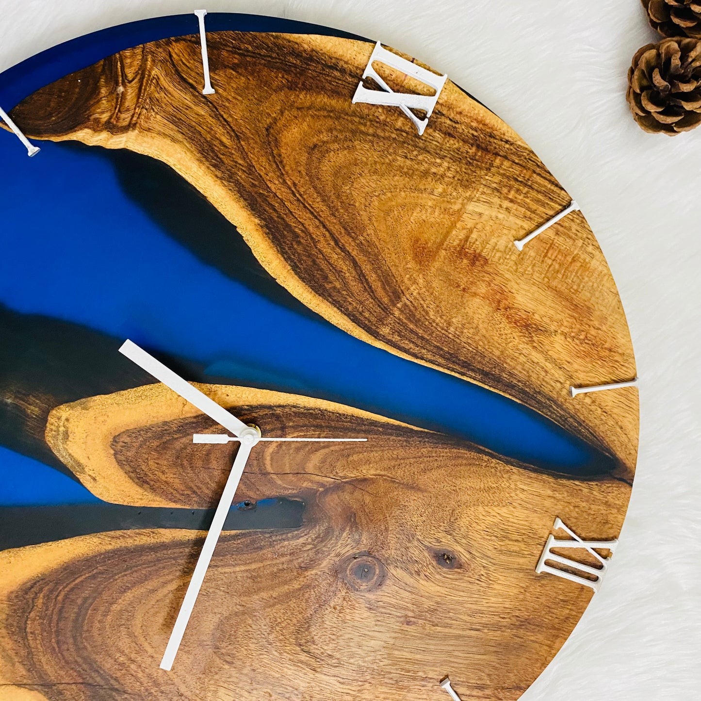 Epoxy Resin Wall Clock | Unique home decor | Housewarming gift - Blue Wooden Clock