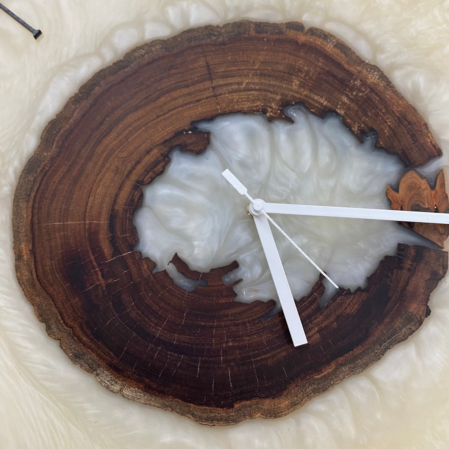 Epoxy Resin Wall Clock | Unique home decor | Housewarming gift - White Wooden Clock