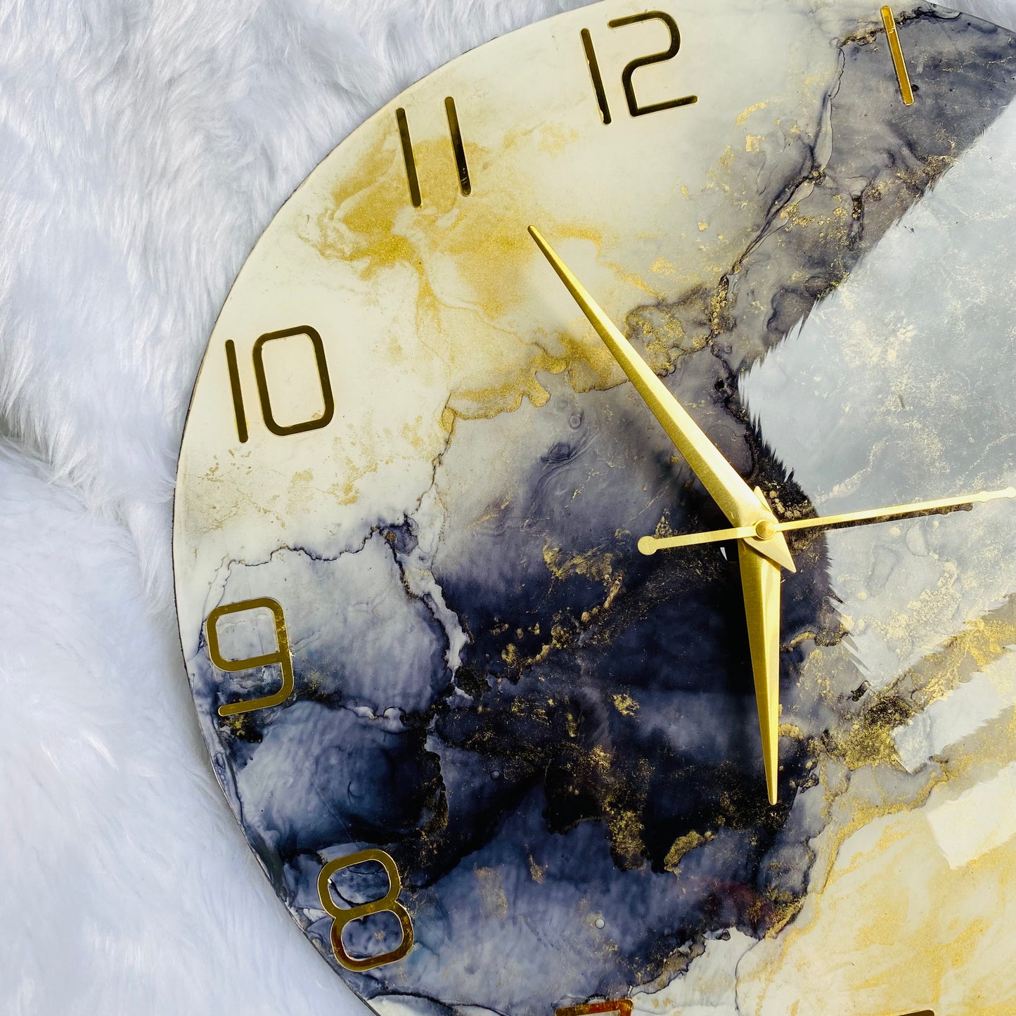 Epoxy Alcoholic Resin Wall Clock | Unique home decor | Housewarming gift - Black Alcoholic Clock