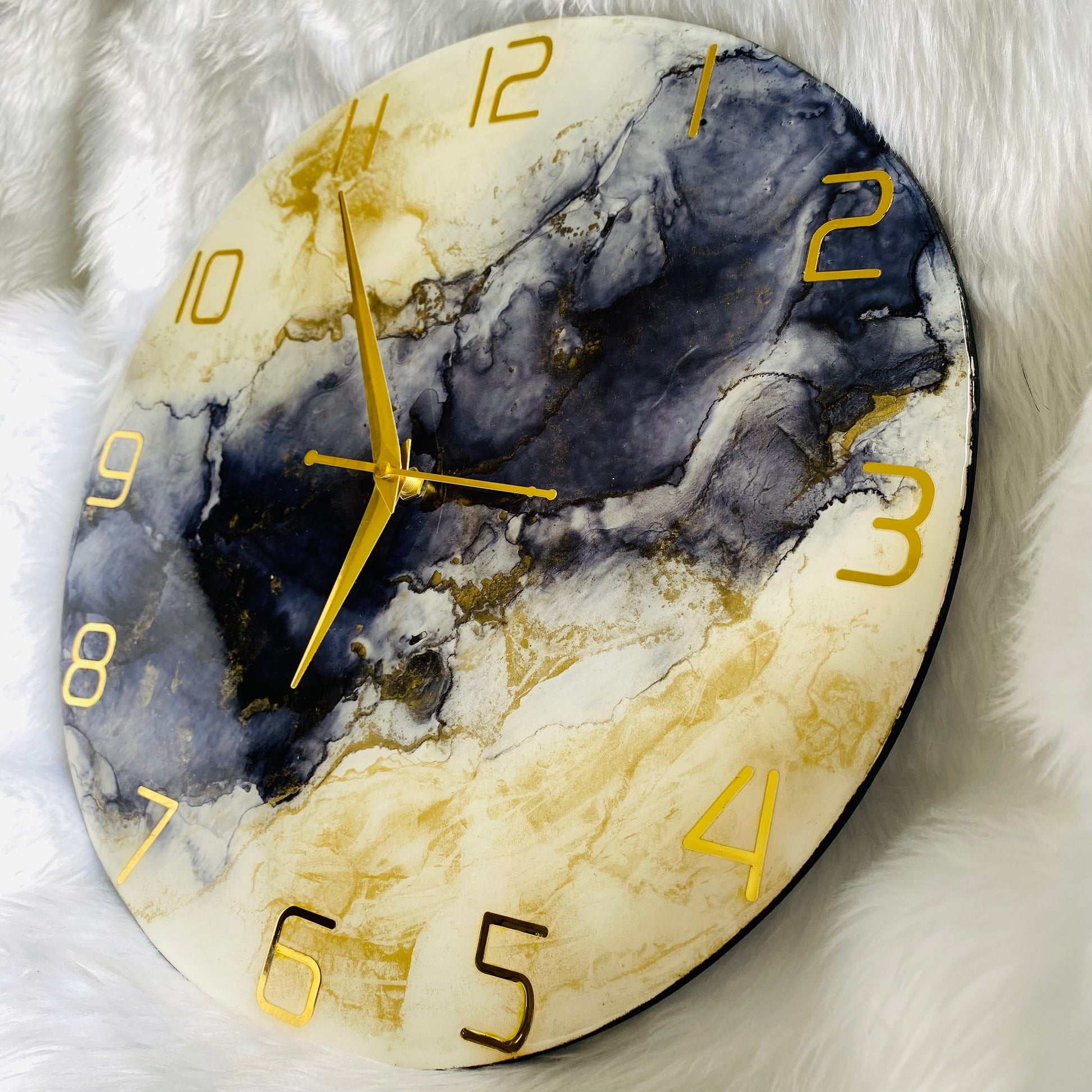 Epoxy Alcoholic Resin Wall Clock | Unique home decor | Housewarming gift - Black Alcoholic Clock