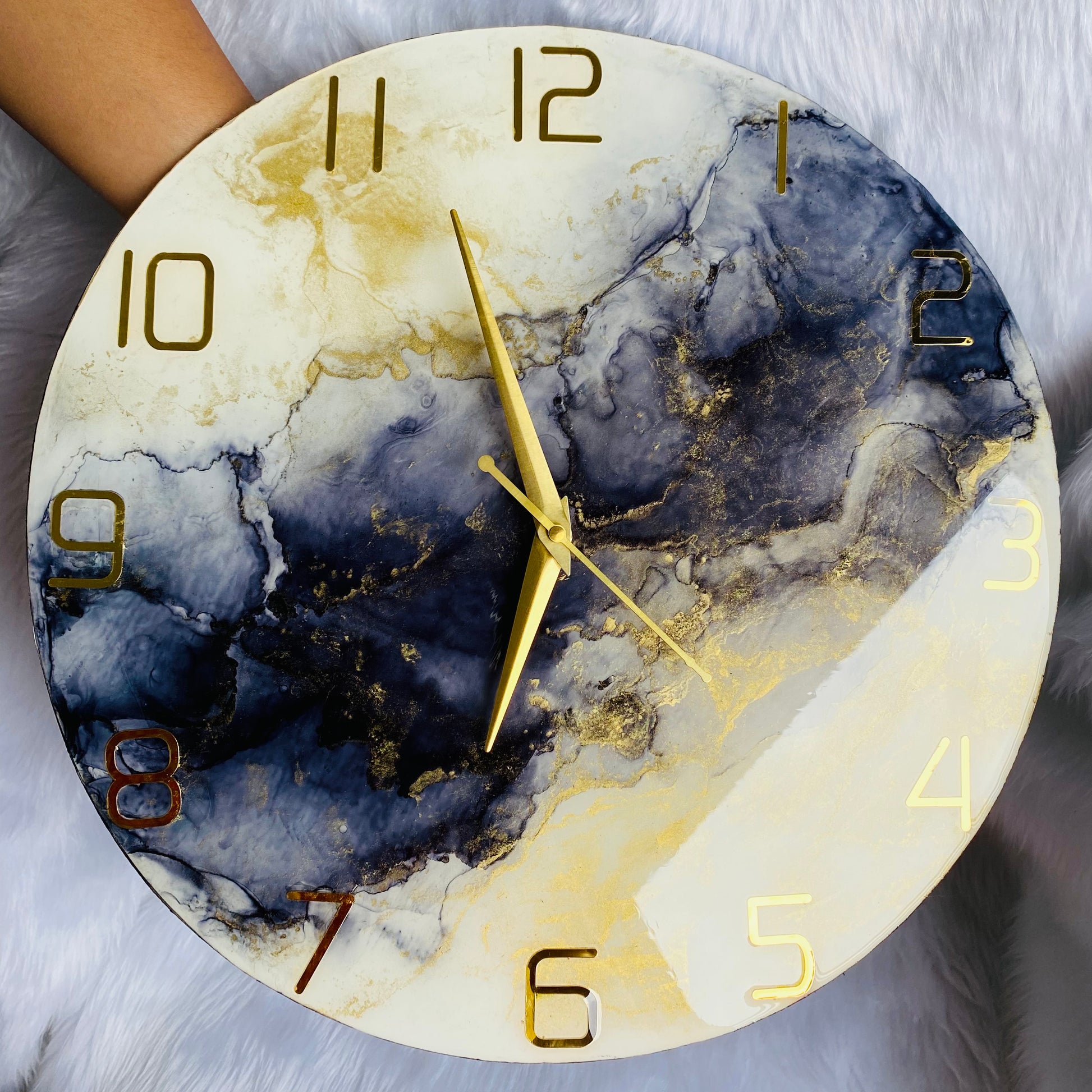 Epoxy Alcoholic Resin Wall Clock | Unique home decor | Housewarming gift - Black Alcoholic Clock