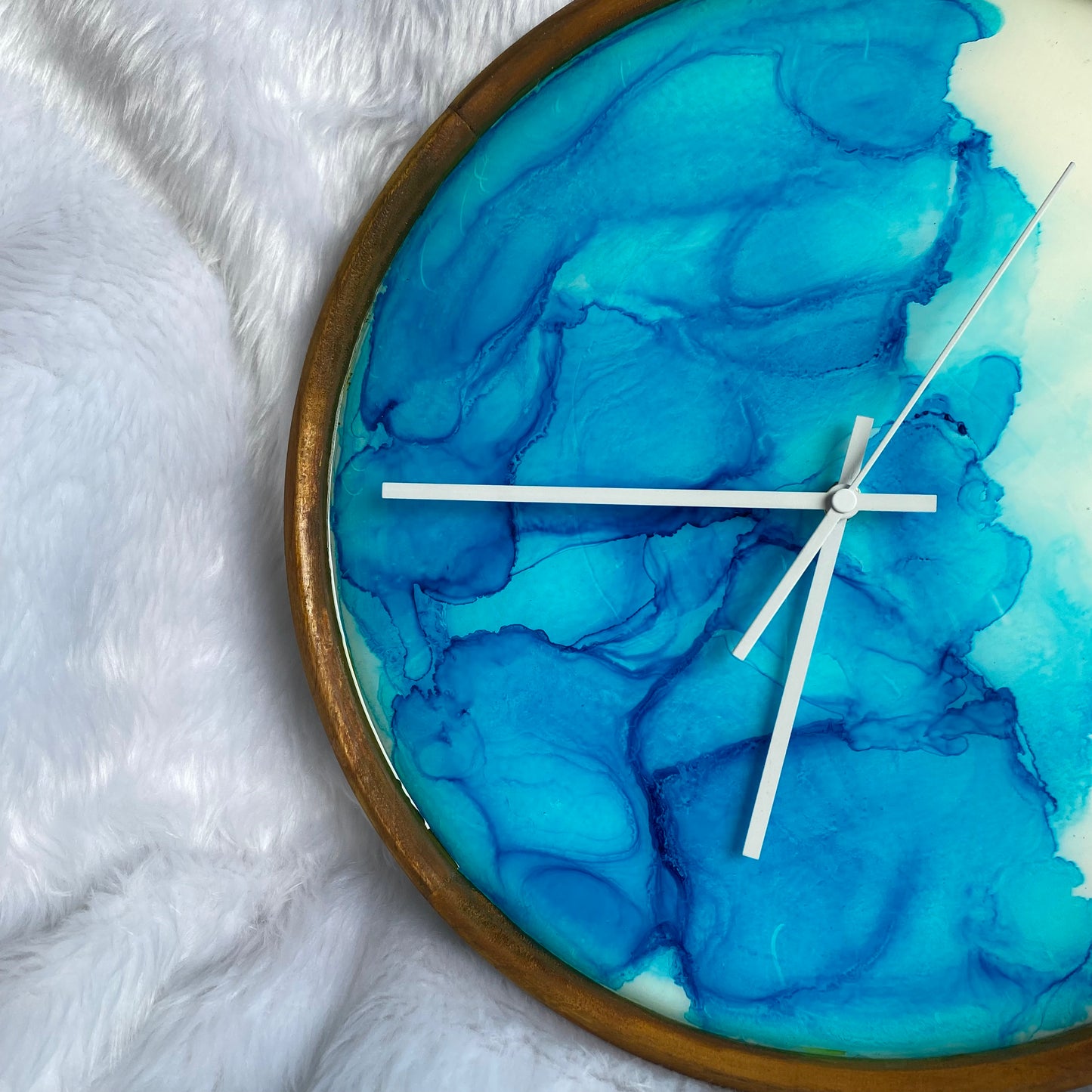 Epoxy Alcoholic Resin Wall Clock | Unique home decor | Housewarming gift - Blue Ring Alcoholic Clock