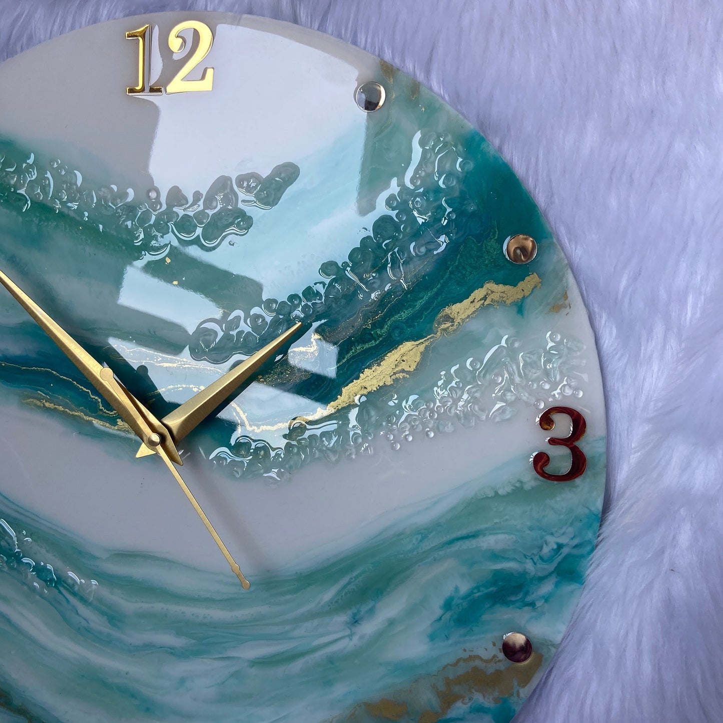 Epoxy Resin Wall Clock | Unique home decor | Housewarming gift - Mint Green Wall Clock