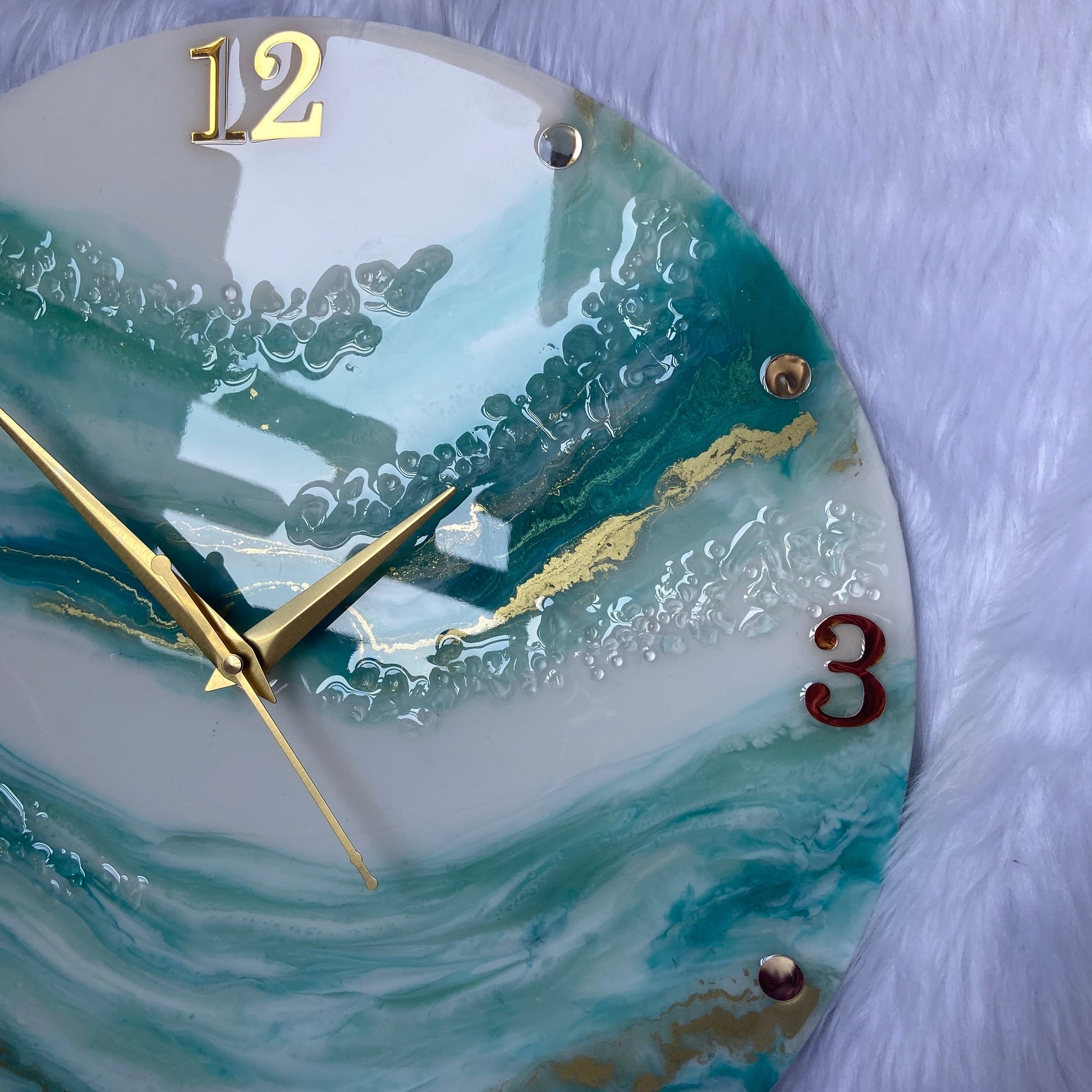 Epoxy Resin Wall Clock | Unique home decor | Housewarming gift - Mint Green Wall Clock