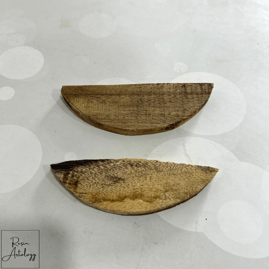WOODEN PIECE 6 1 PAIR FOR TABLE CLOCK showcasing two finely crafted wooden components.