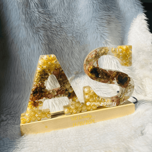Customised Resin Name Desk Lamp - Resin Varmala Preservation - Personalized Gift - Customized with Your Photos and Text - Alphabet Size - 5.5'' - Led Size - 10'')