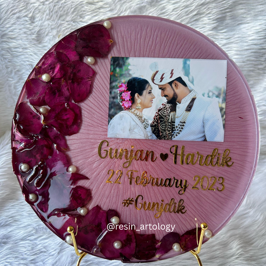 Resin Flower preservation Frame -Resin Varmala sonalized Gift Preservation - Per- Customized with Your Photos and Text