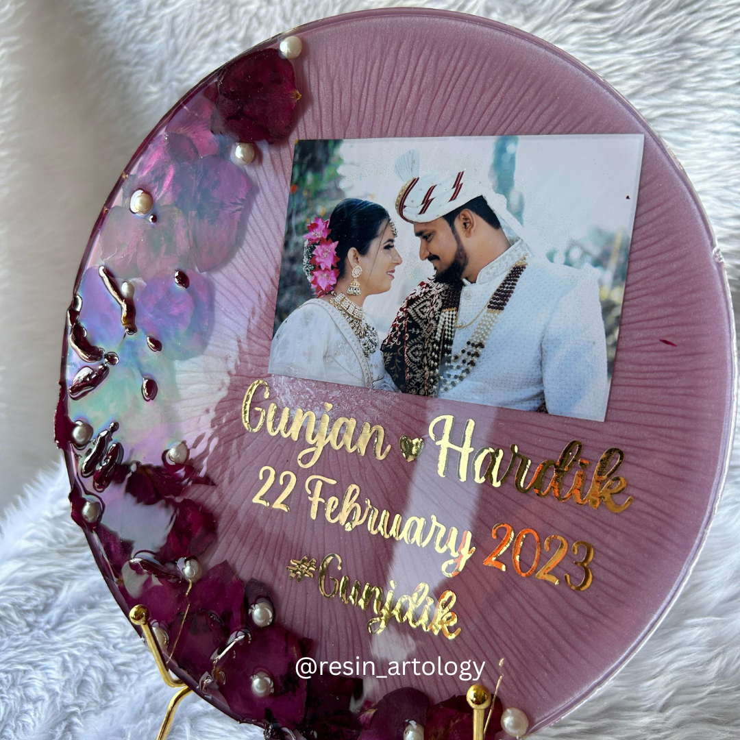 Resin Flower preservation Frame -Resin Varmala sonalized Gift Preservation - Per- Customized with Your Photos and Text