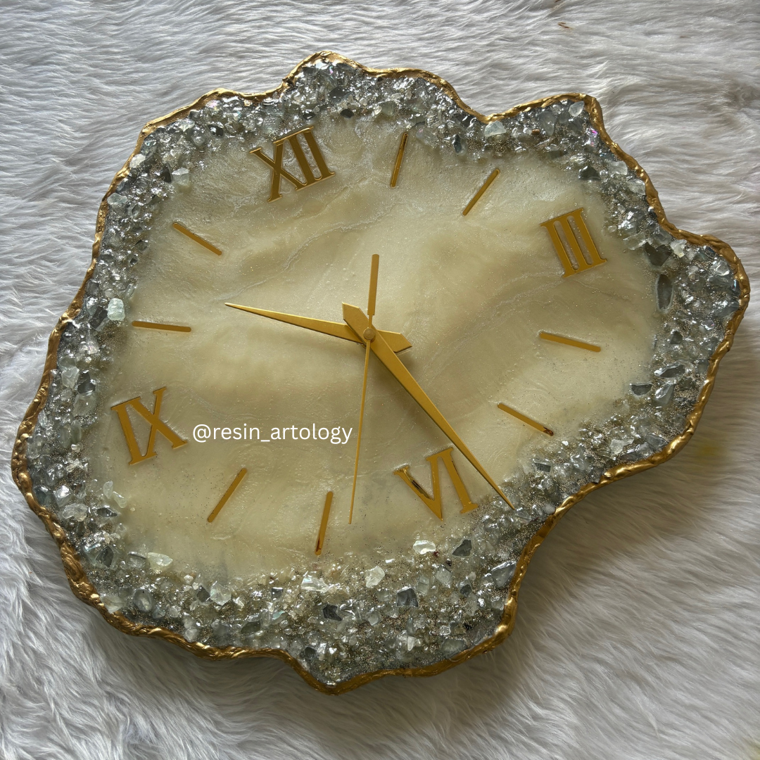 Epoxy Resin Wall Clock | Unique home decor | Housewarming gift - Sandstone And White