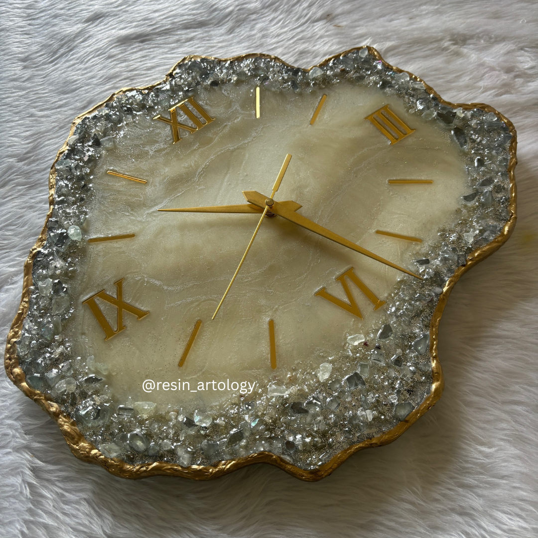 Epoxy Resin Wall Clock | Unique home decor | Housewarming gift - Sandstone And White