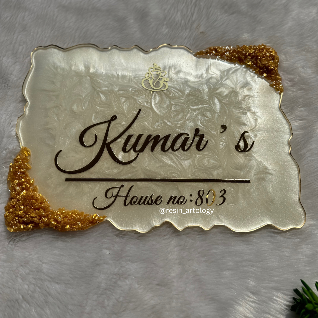 Customised Resin Name Plate - White