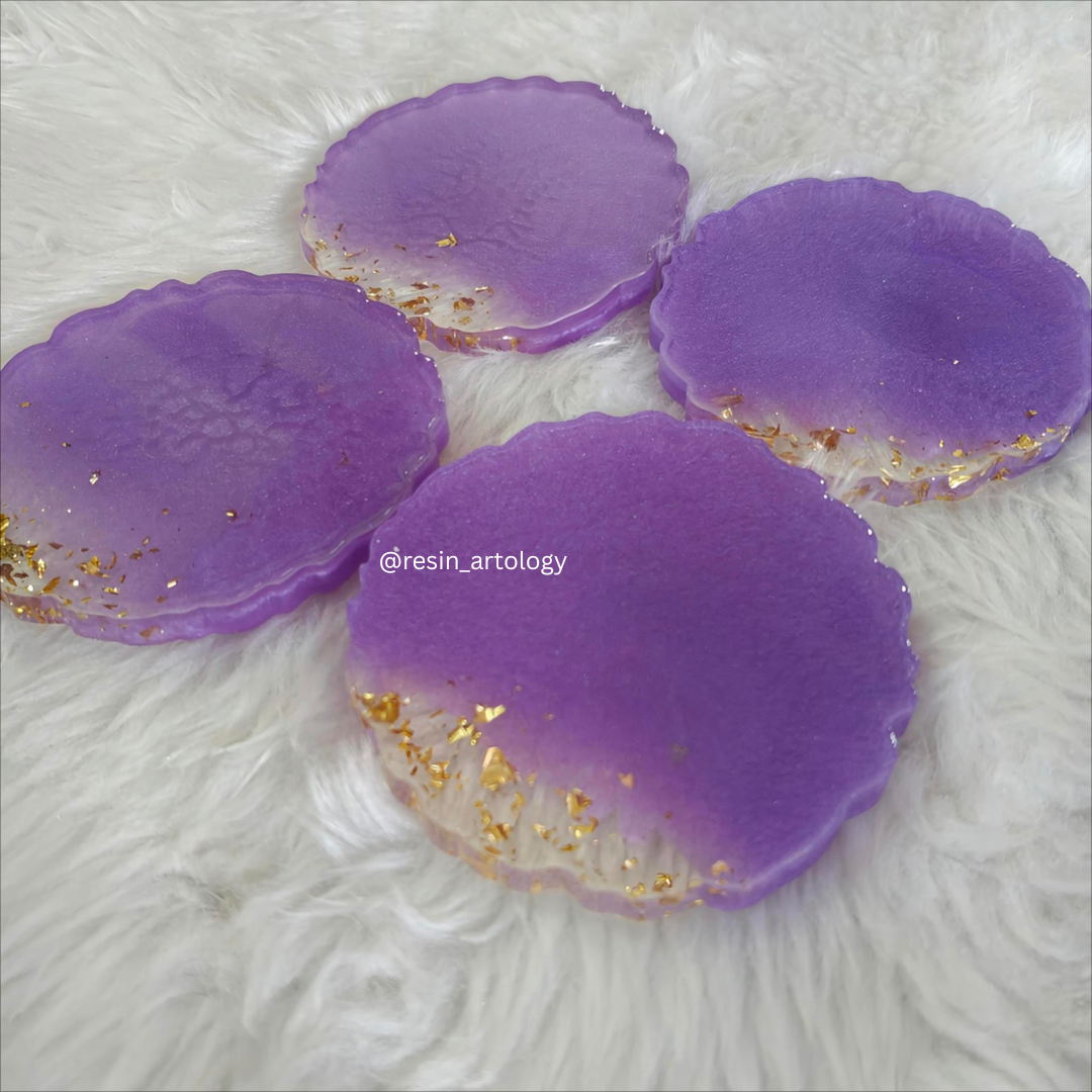 Epoxy Resin Coaster - ( Size - 4 Inch ) - Purple