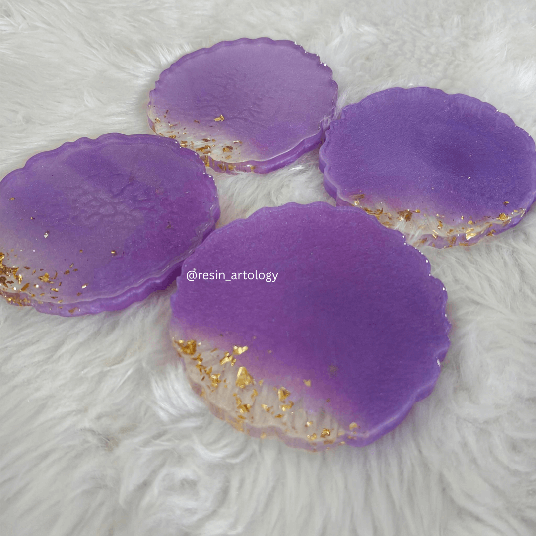 Epoxy Resin Coaster - ( Size - 4 Inch ) - Purple