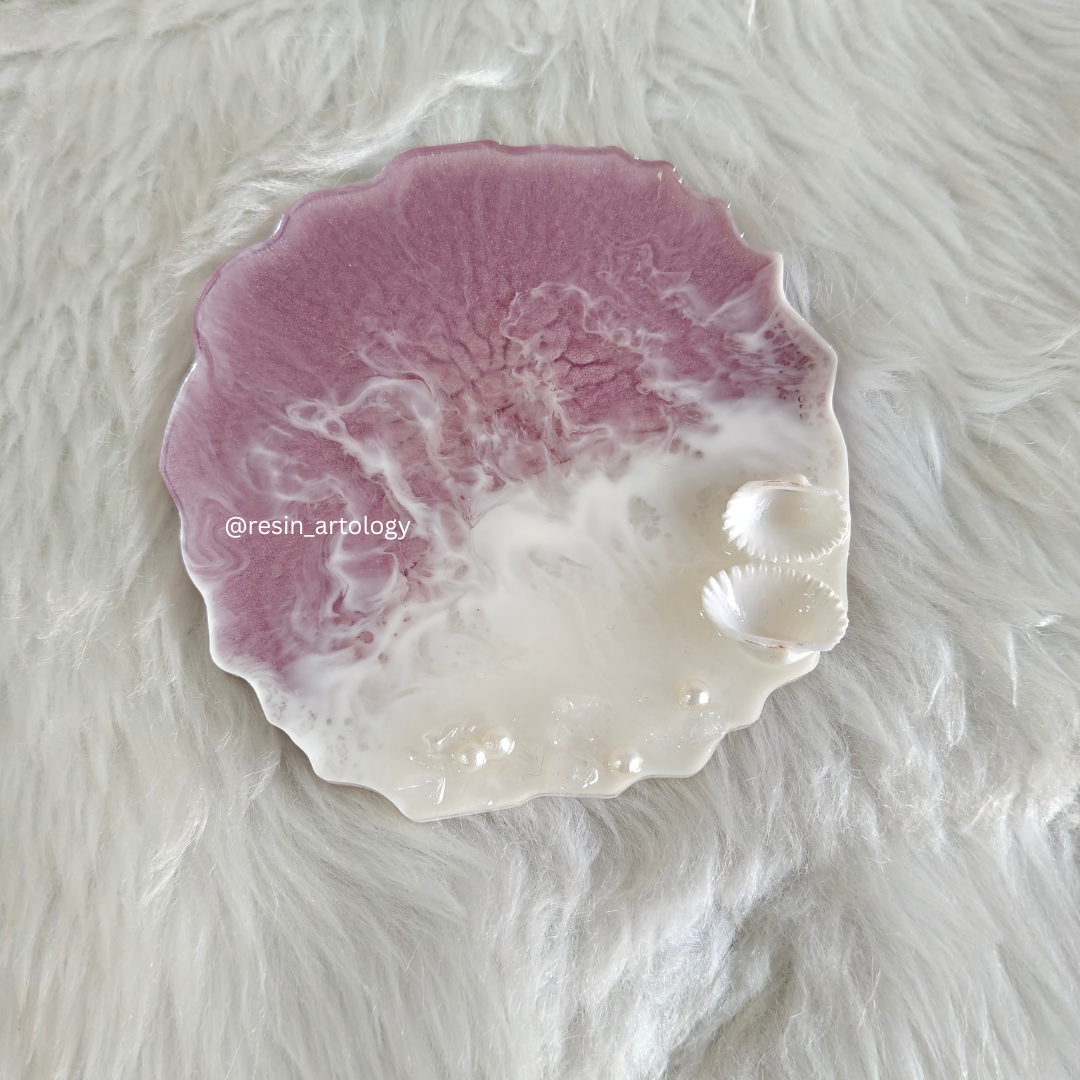 Epoxy Resin Coaster - ( Size - 4 Inch ) - Lavender