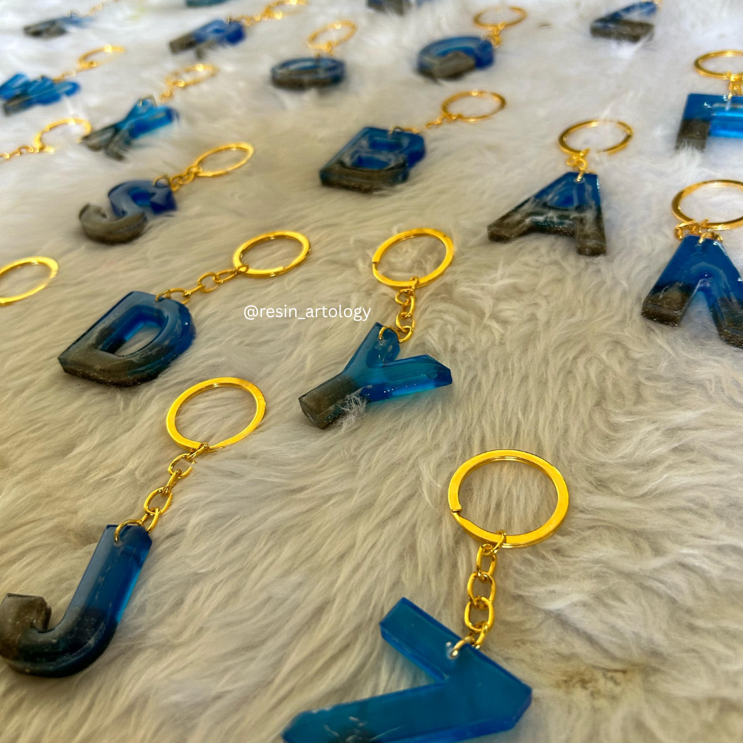Resin Alphabet Keychain Beach Theme
