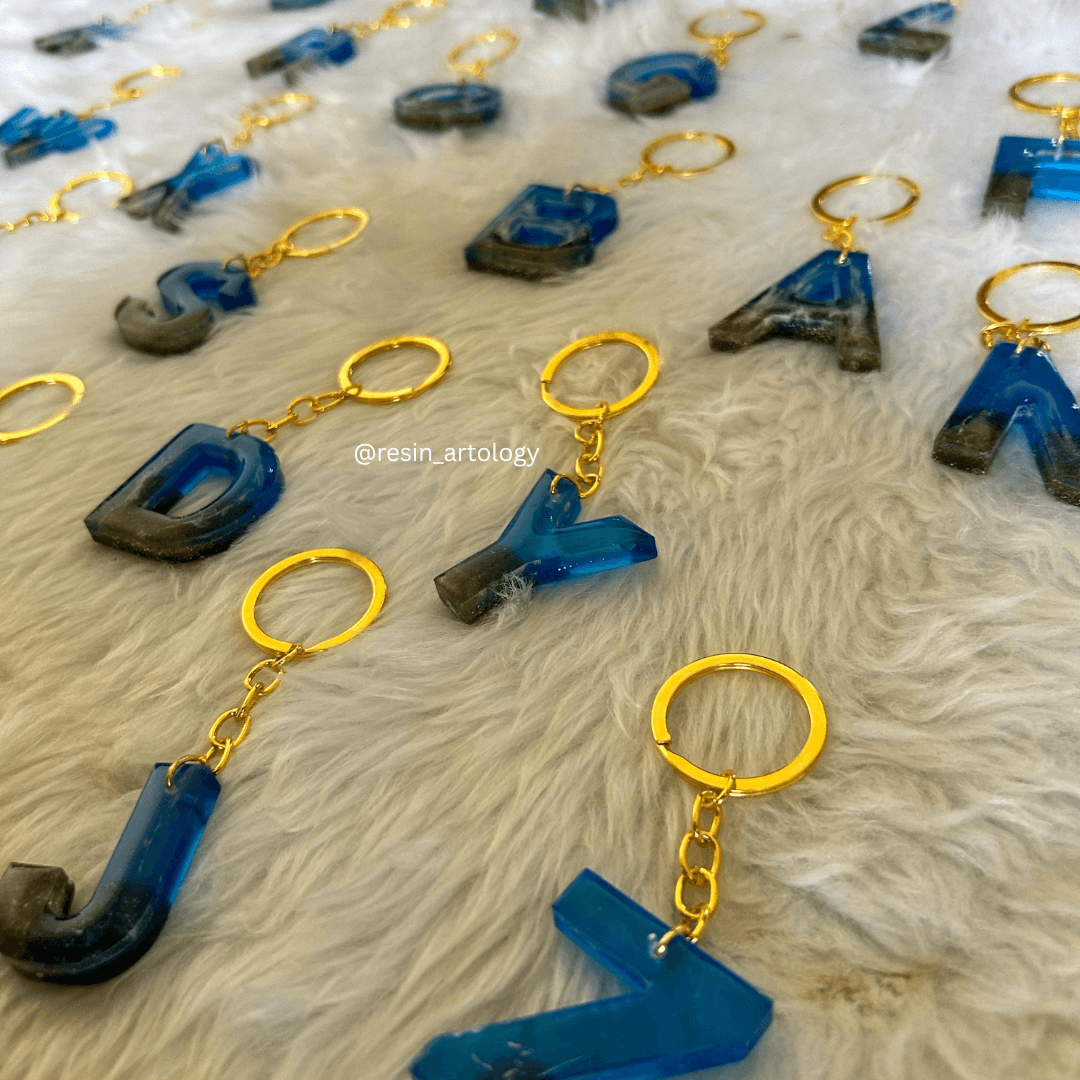 Resin Alphabet Keychain Beach Theme