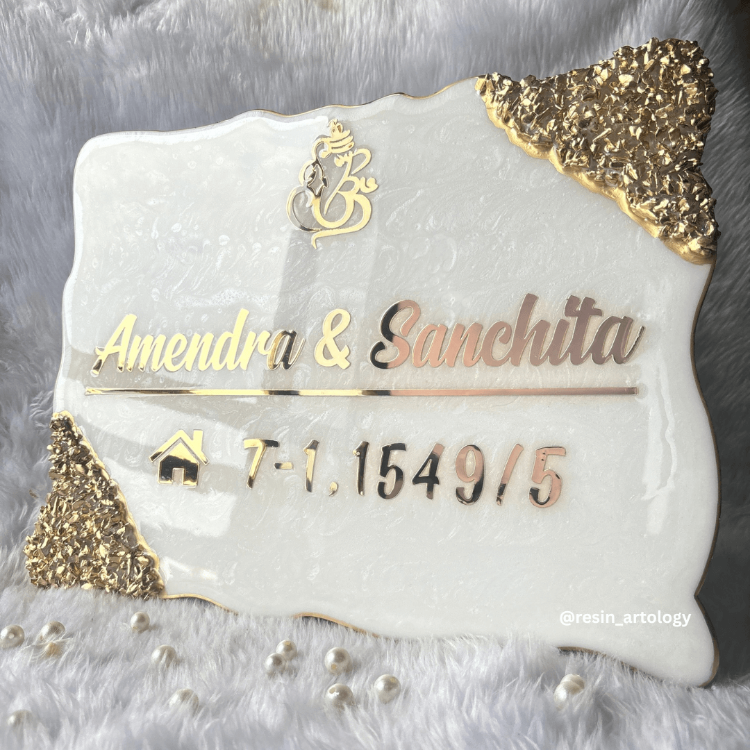 Customised Resin Name Plate - White