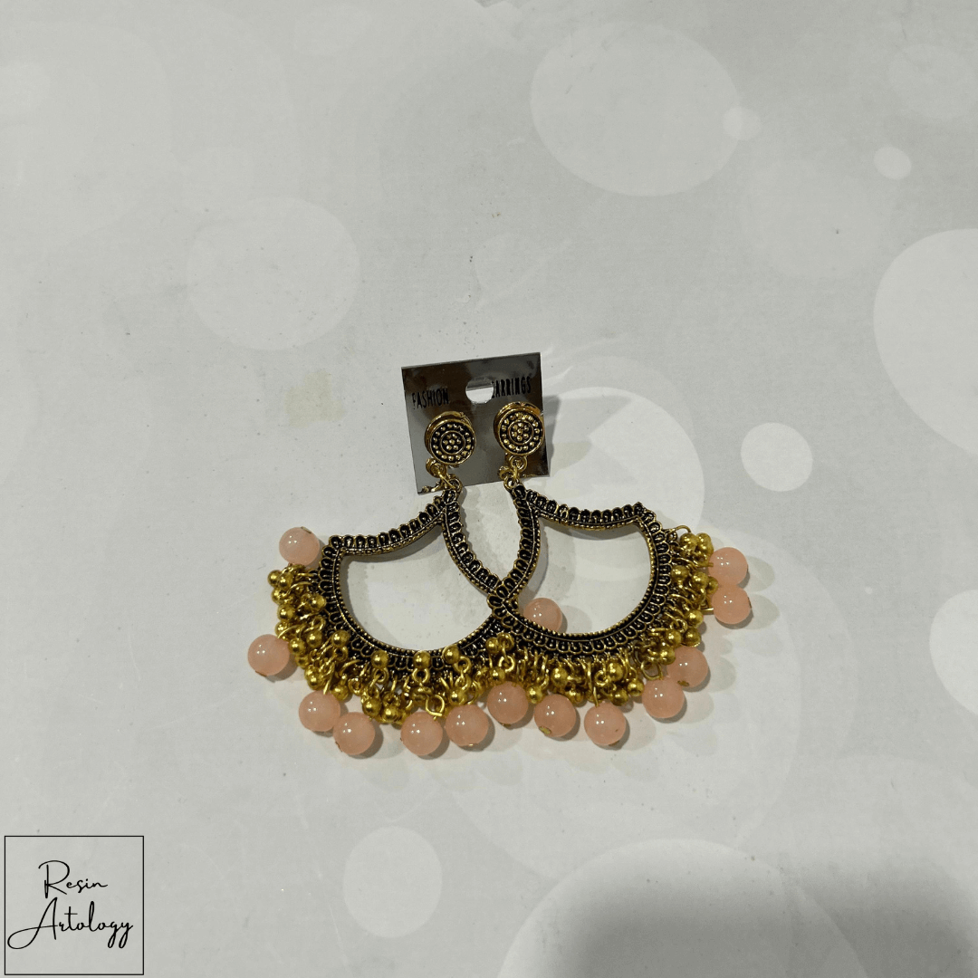 JHUMKA'S LIGHT PINK RA-1 EARRING featuring delicate design and soft light pink hues, perfect for elegant occasions.