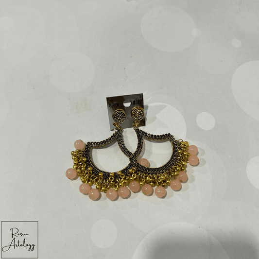 JHUMKA'S LIGHT PINK RA-1 EARRING featuring delicate design and soft light pink hues, perfect for elegant occasions.