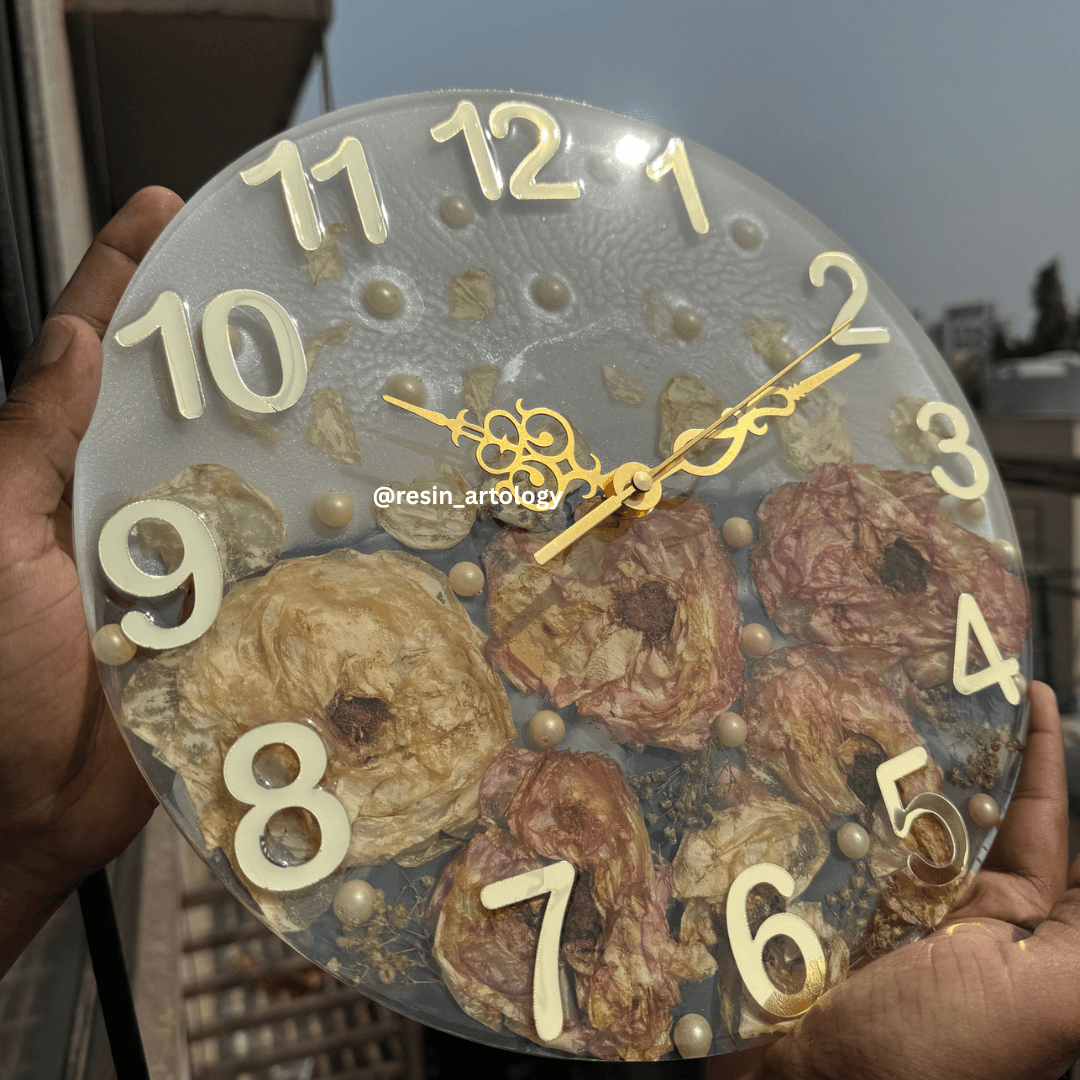 Resin Flower preservation Clock -Resin Varmala Preservatio - Personalized Gift - Customized with Your Photos and Text