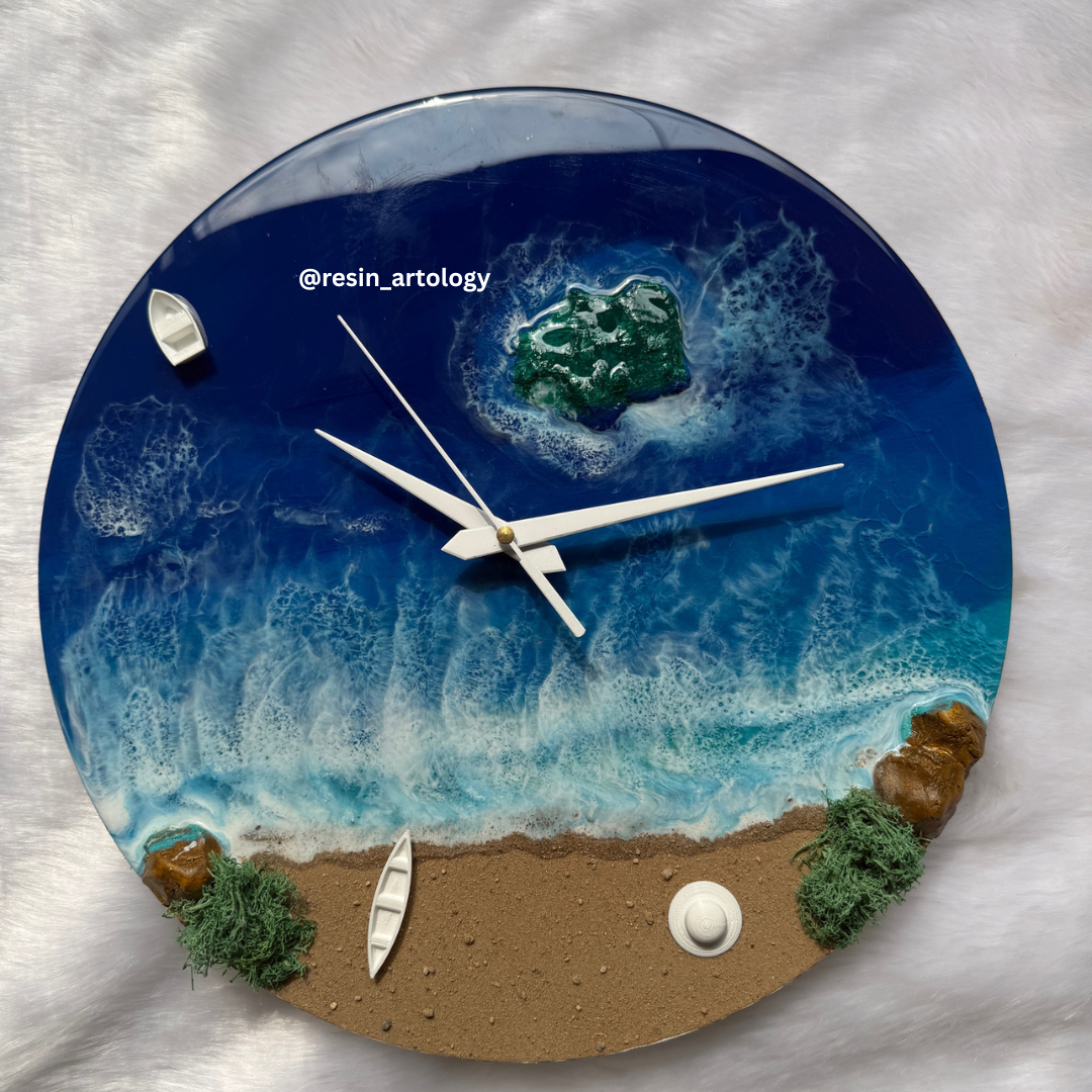 Epoxy Resin Wall Clock | Unique home decor | Housewarming gift - Blue Beach Clock