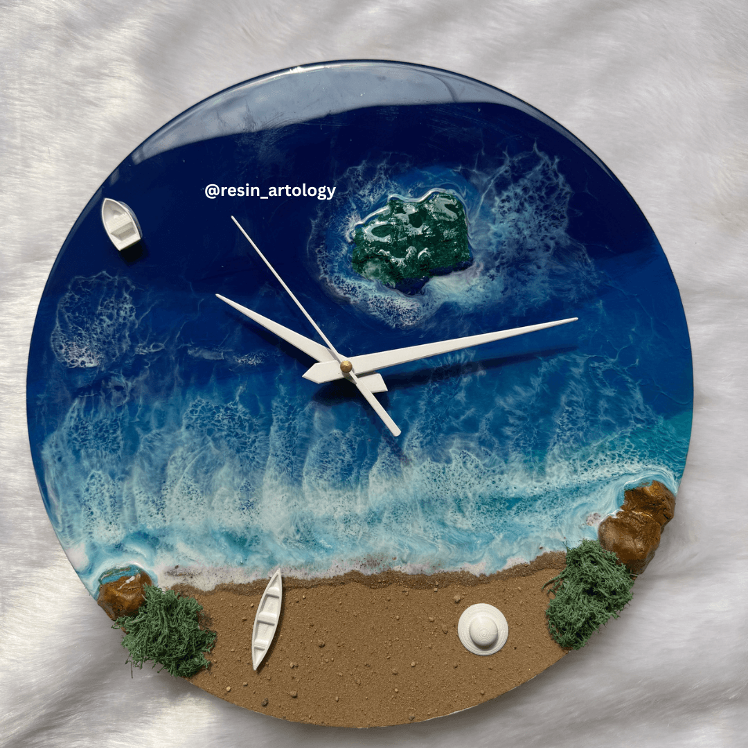 Epoxy Resin Wall Clock | Unique home decor | Housewarming gift - Blue Beach Clock