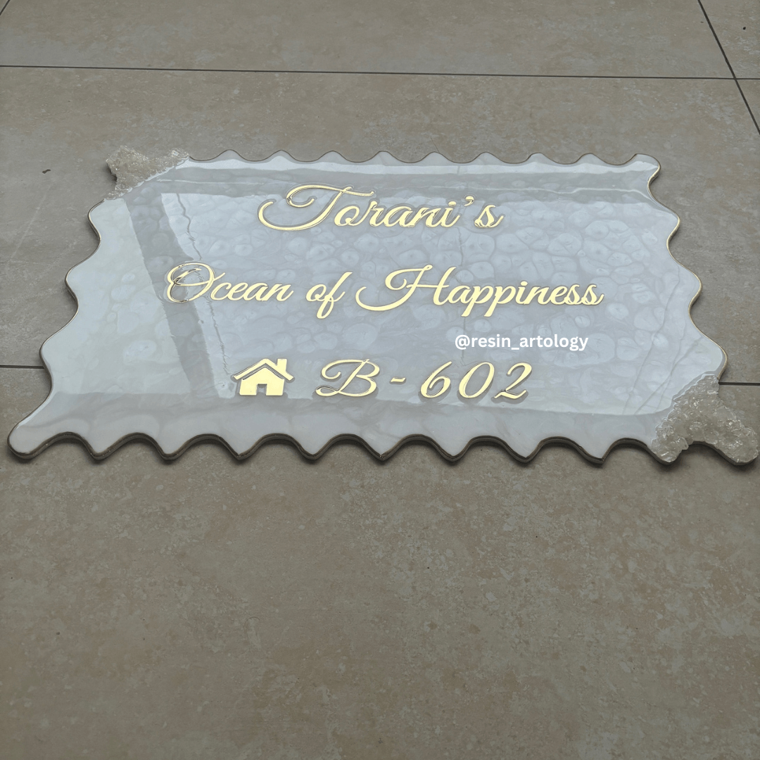 Customised Resin Name Plate - Pearl White