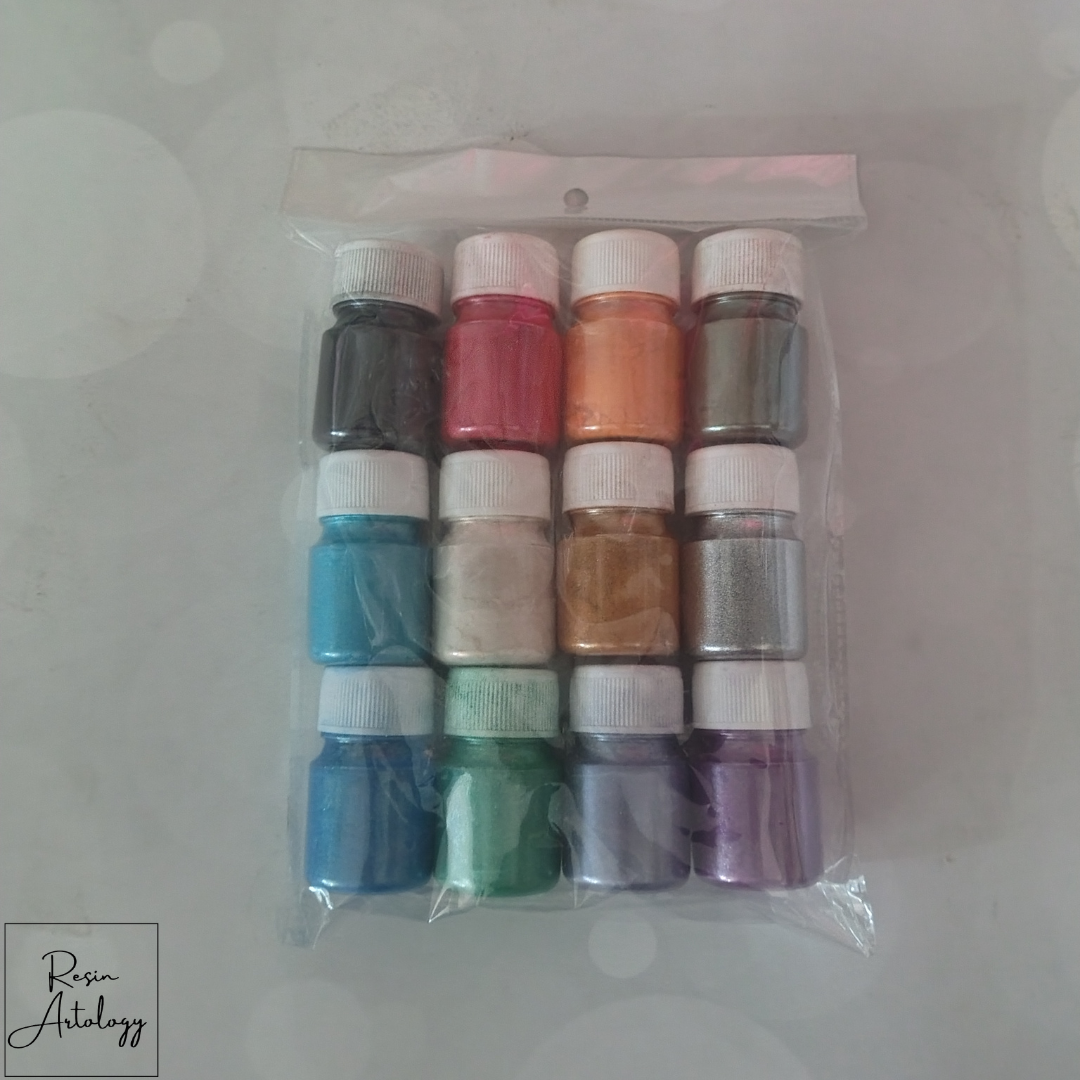 Set of 12 Pearl Mica Powder Pigment (DARK)
