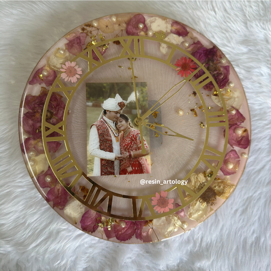 Resin Flower preservation Clock -Resin Varmala Preservatio - Personalized Gift - Customized with Your Photos and Text