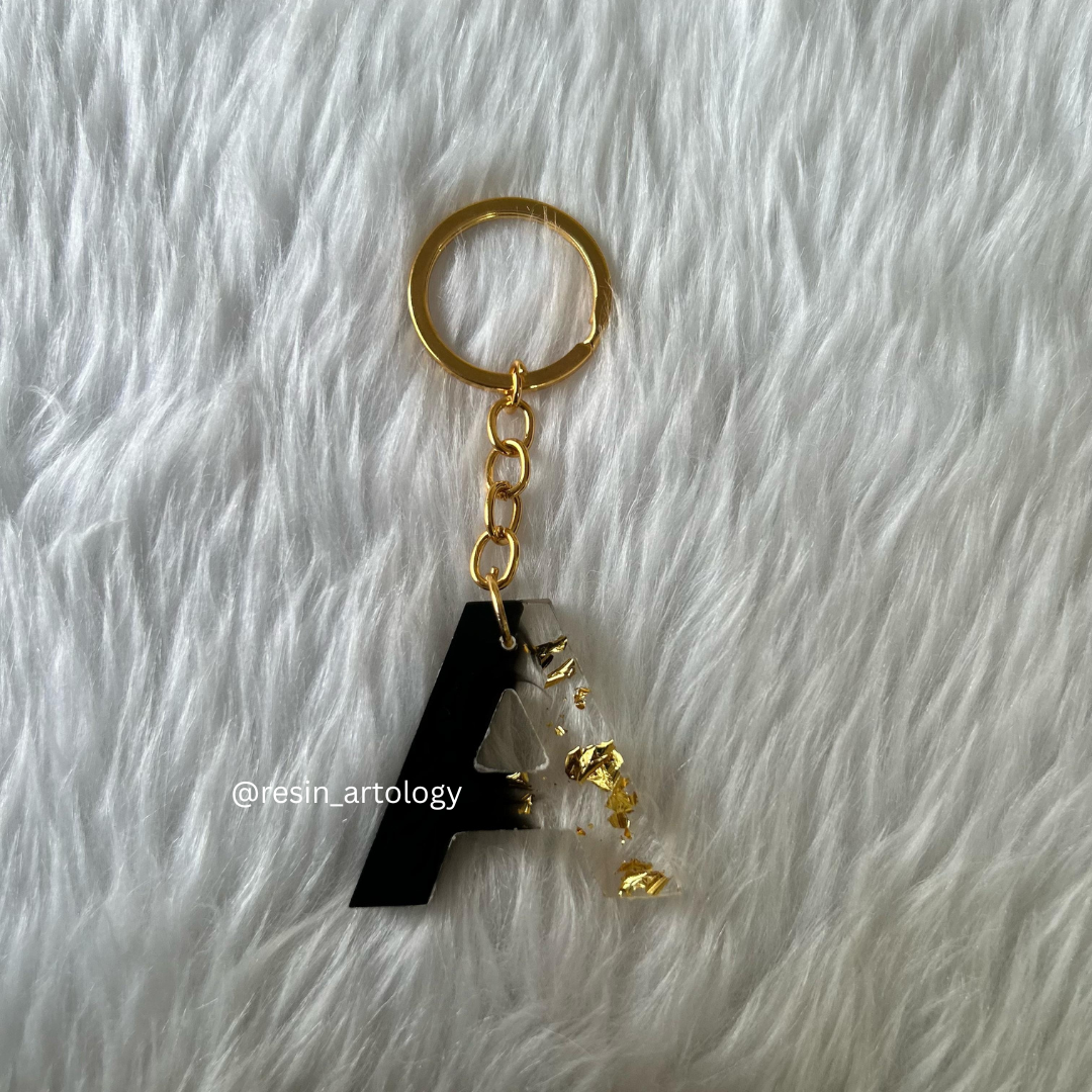 Resin Alphabet Keychain Black