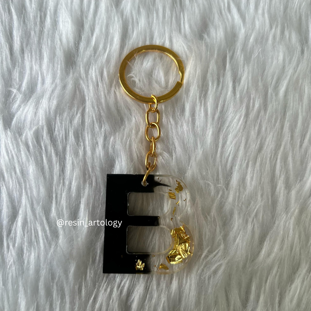 Resin Alphabet Keychain Black