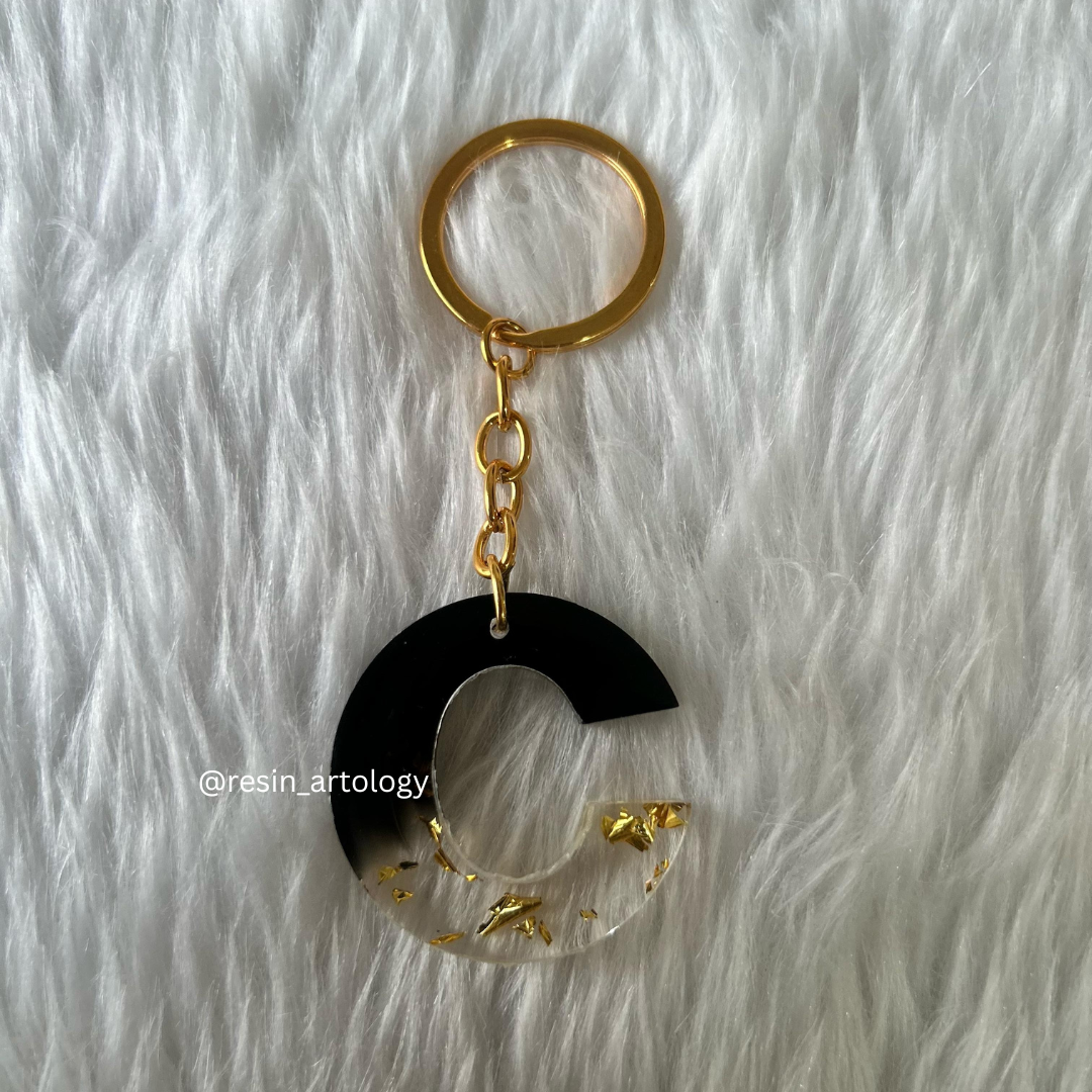Resin Alphabet Keychain Black
