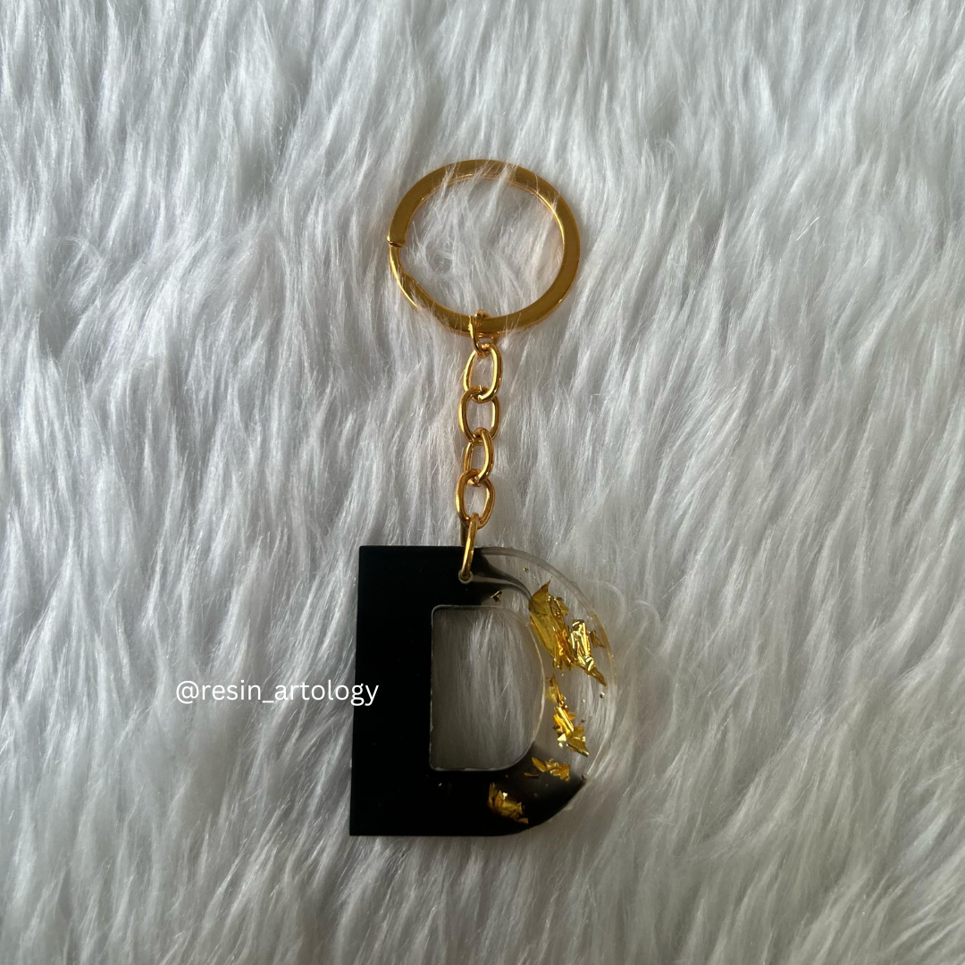 Resin Alphabet Keychain Black