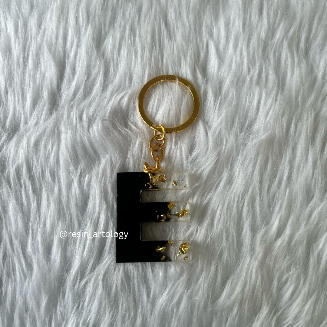 Resin Alphabet Keychain Black