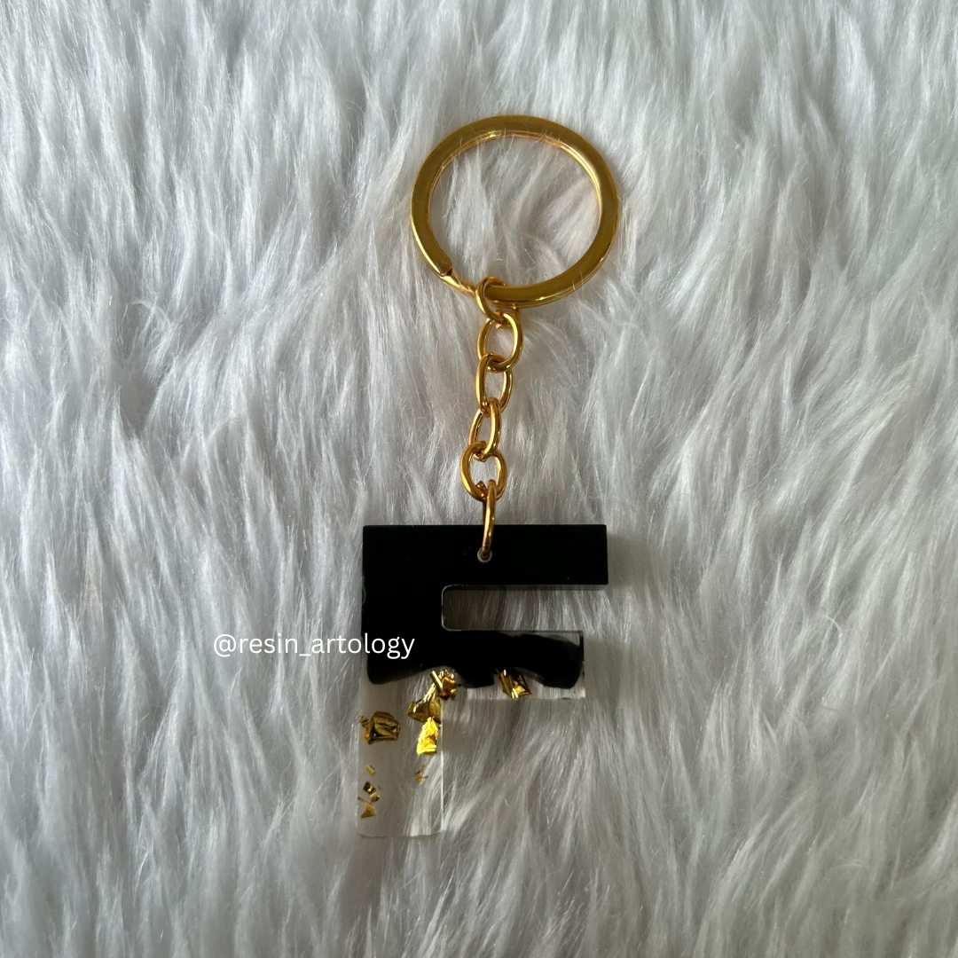 Resin Alphabet Keychain Black