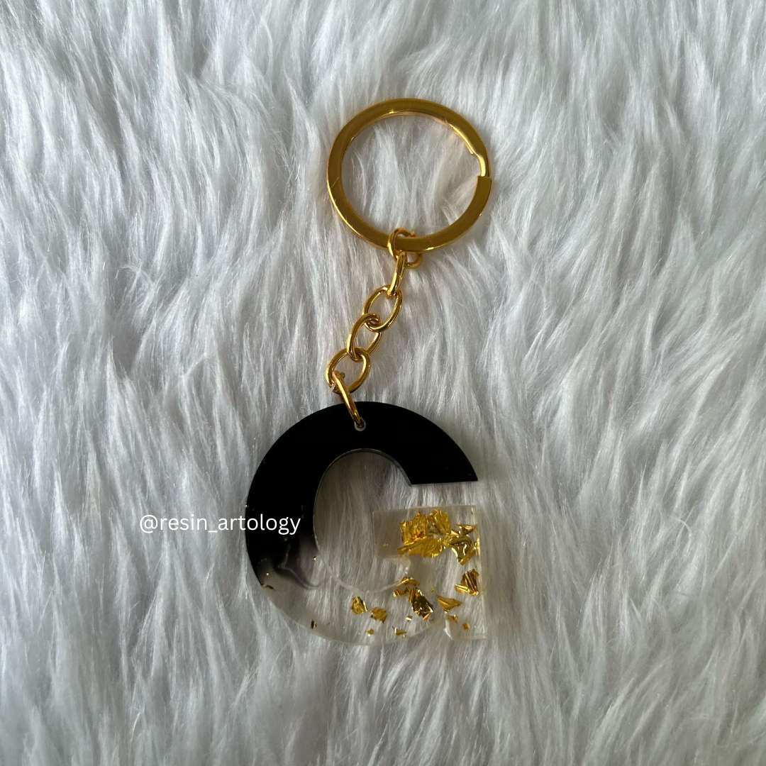Resin Alphabet Keychain Black