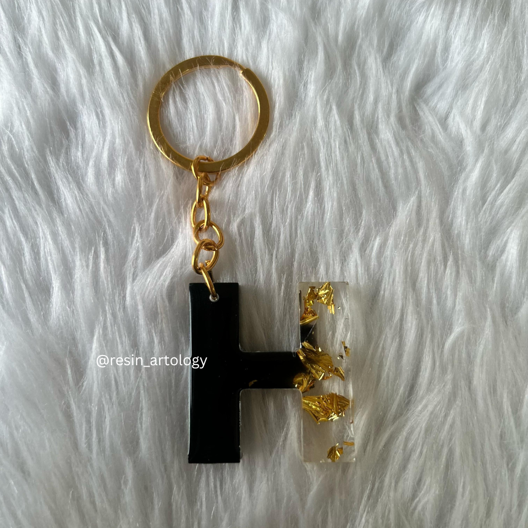 Resin Alphabet Keychain Black