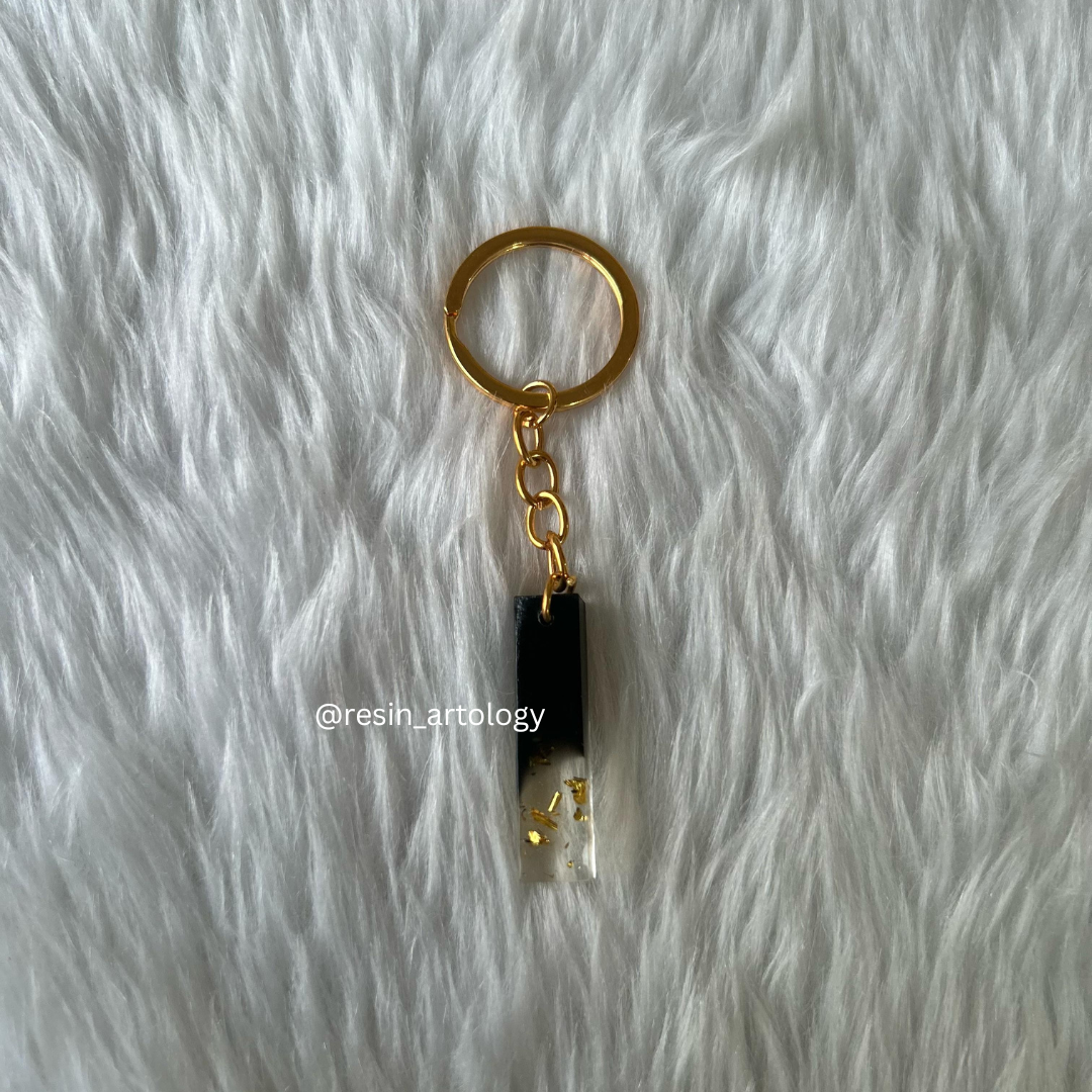 Resin Alphabet Keychain Black