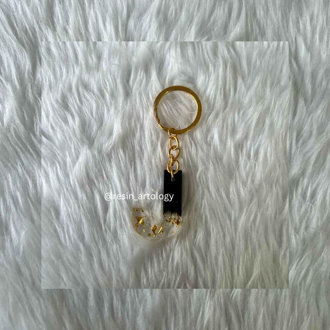 Resin Alphabet Keychain Black