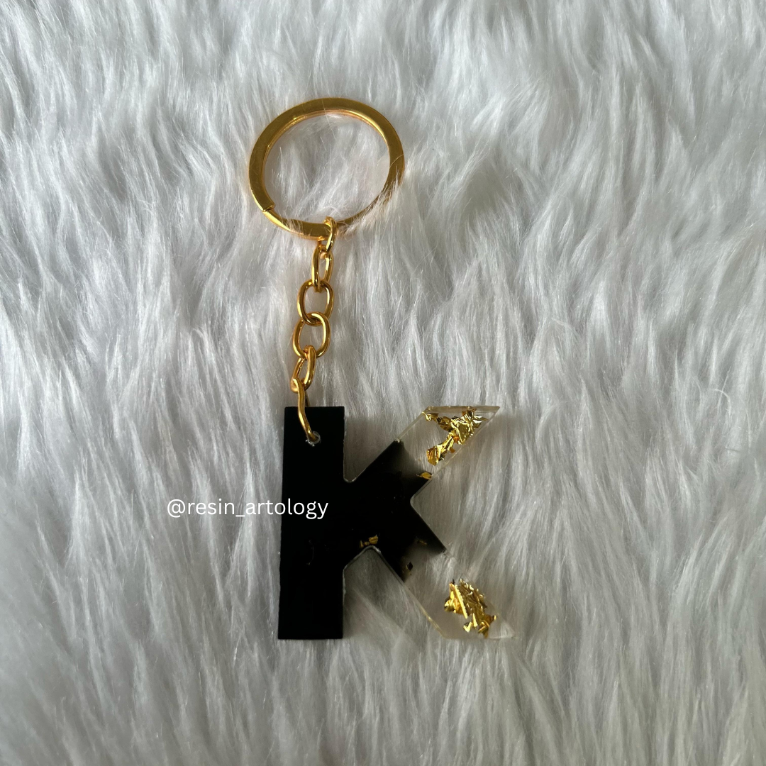 Resin Alphabet Keychain Black