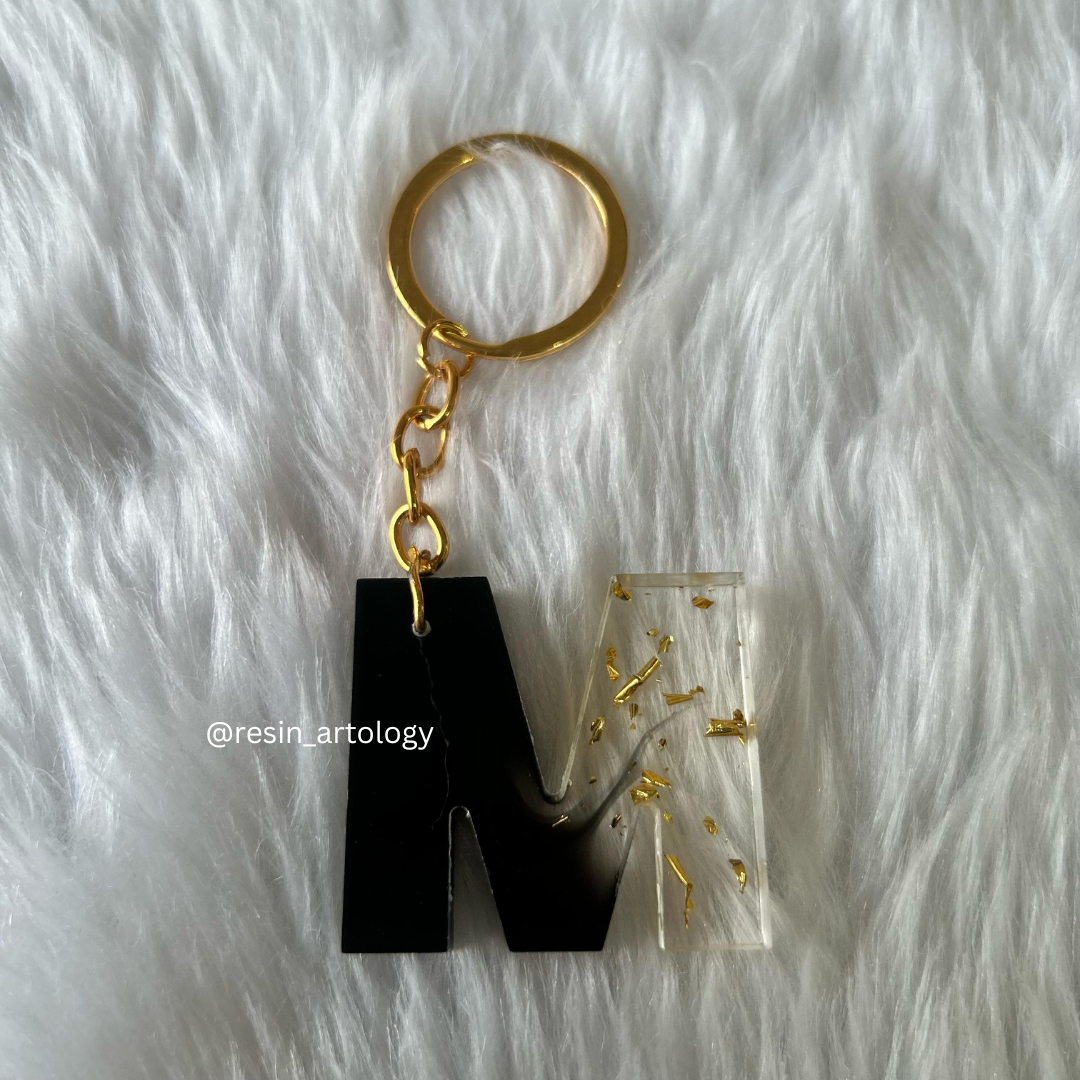 Resin Alphabet Keychain Black