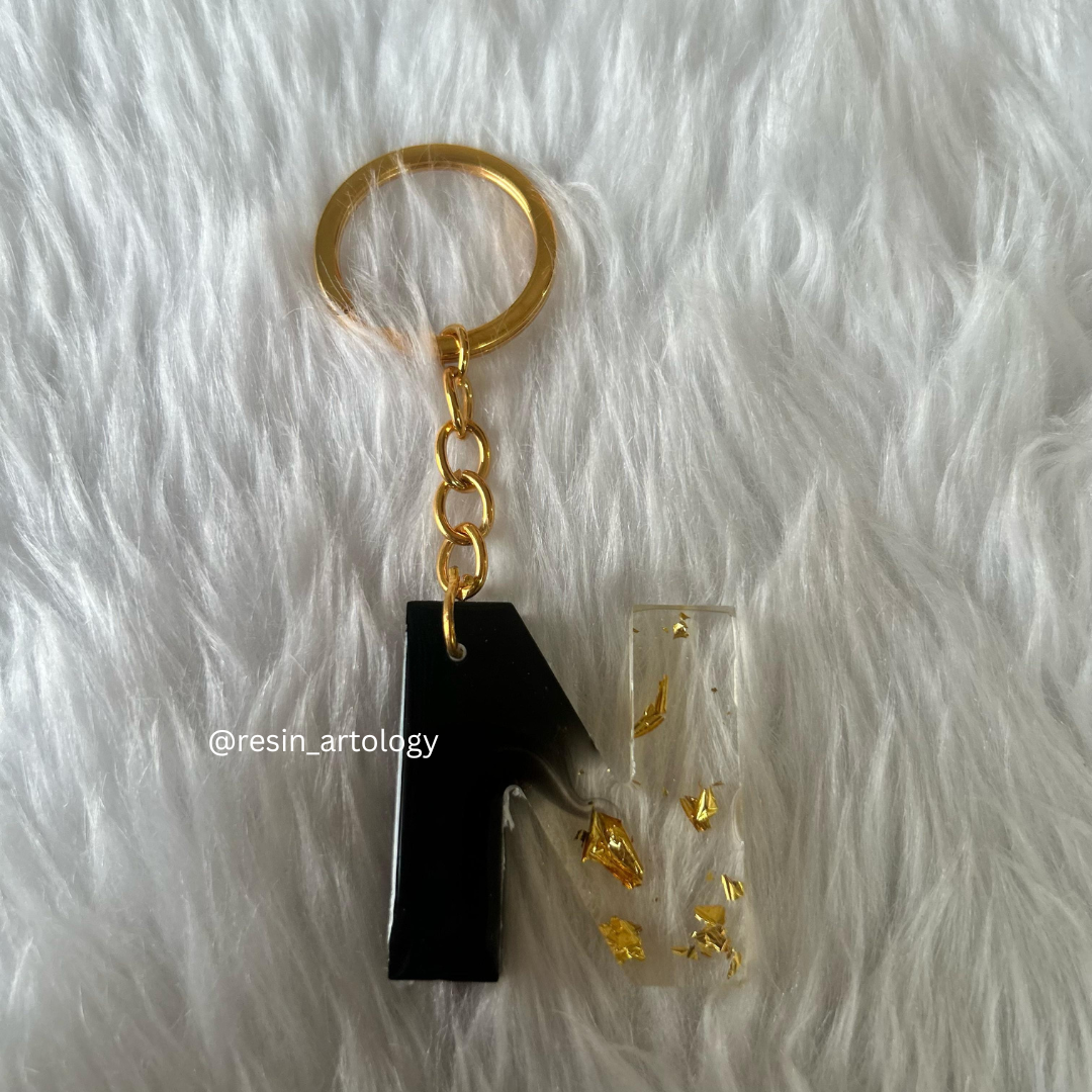 Resin Alphabet Keychain Black