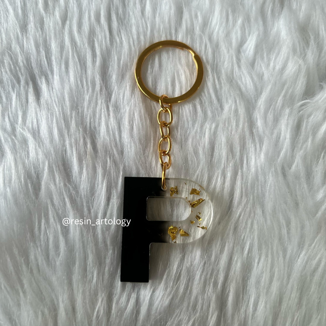Resin Alphabet Keychain Black